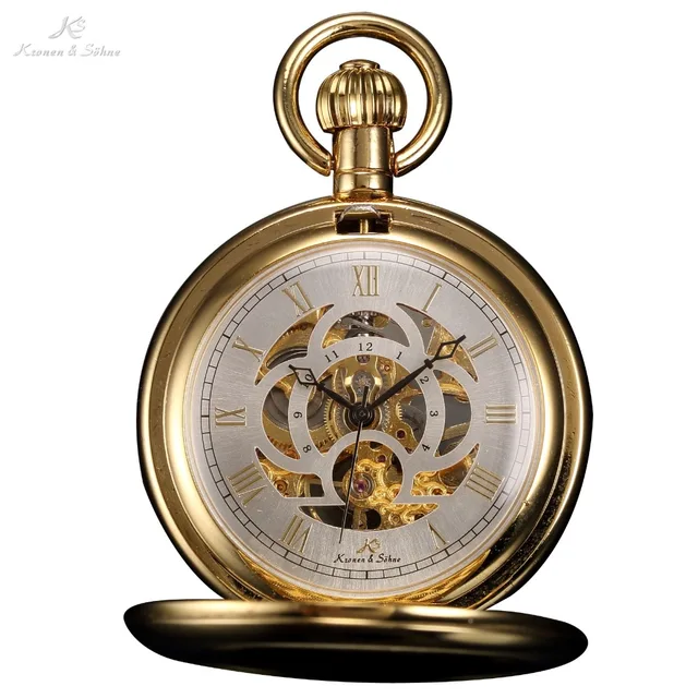 KS Retro Skeleton White Gold Dial Roman Numeral Relogio Analog Necklace Male Pen KS Retro Skeleton White Gold Dial Roman Numeral Relogio Analog Necklace Male Pen