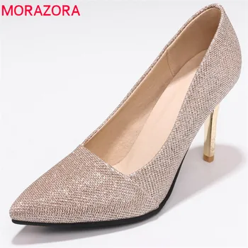 

MORAZORA 2020 new women pumps spring summer sequins elegant wedding shoes shallow size 33-46 comfortable sexy high heels shoes