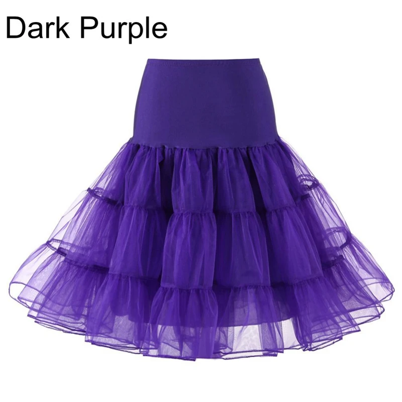 LAMYA Short Vintage Wedding Bridal Petticoat for Wedding Dress Underskirt Rockabilly Tutu Organza Halloween Petticoat Crinoline - Color: purple