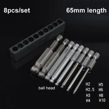 8 шт./компл. 1/" 65 мм H2-H10 шаровая Головка Шестигранная отвертка бит S2 Магнитный электрическая дрель Шестигранная головка отвертки Мощность драйвер инструмент