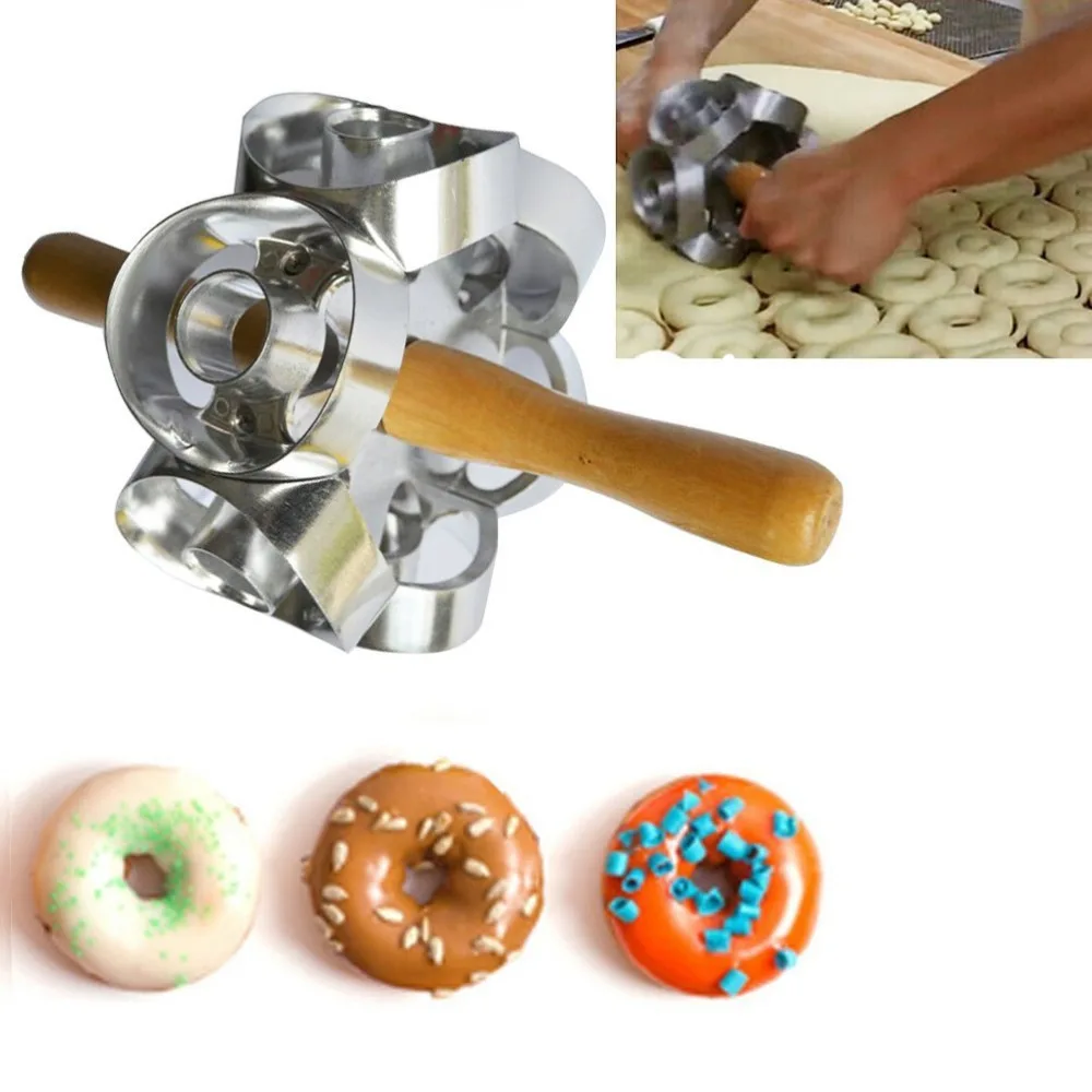 

Rollving Heavy Duty Metal Donut Cutter Mold Doughnut Cake Bread Desserts Bakery Maker Mould for DIY Home Baking