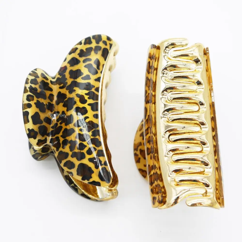 Buy Two Colors Acrylic Leopard Printing Hair Design Clips Claws Hairpins