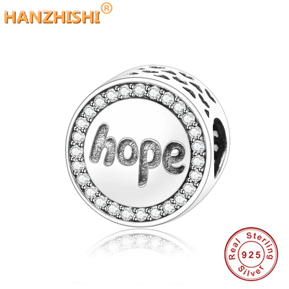

925 Sterling Silver Hope Charm Bead Fit Original Pandora Charm Bracelet DIY For Women Fashion Jewelry Making 2018 DIY Collection