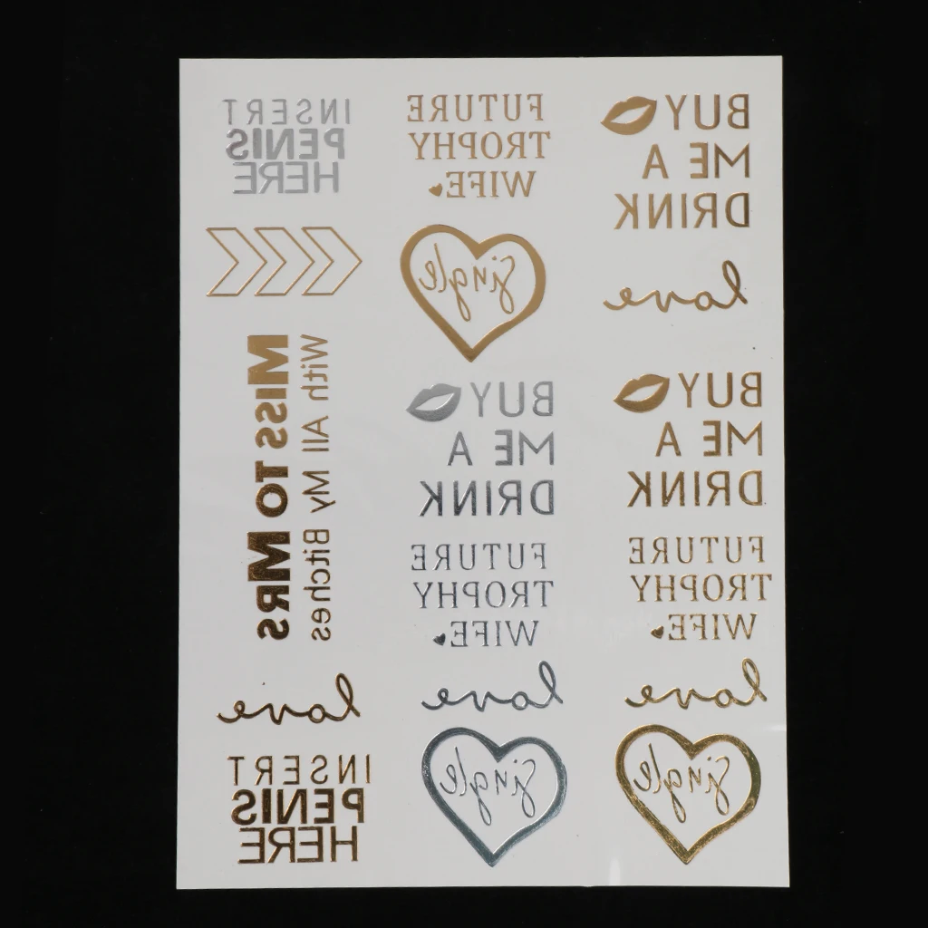 Bachelorette Party Waterproof Temporary Flash Tattoo Stickers