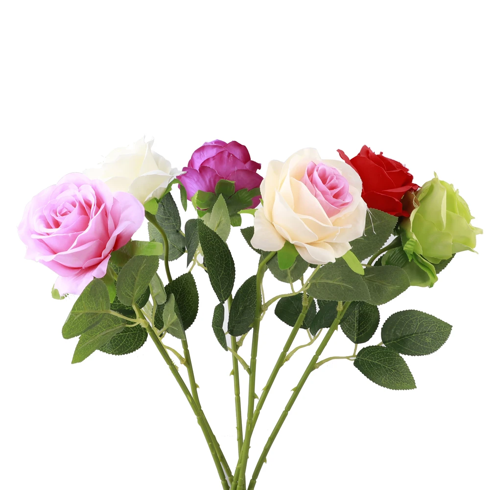 

3D Artificial Rose Flowers Branch Real Touch Romantic Fake Rose Flowers for Wedding Party Decoration Valentine's Day Gift