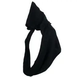 Женские Леди шарф зимняя шапка с капюшоном шейный платок вязаный Кепки шарфы, черный