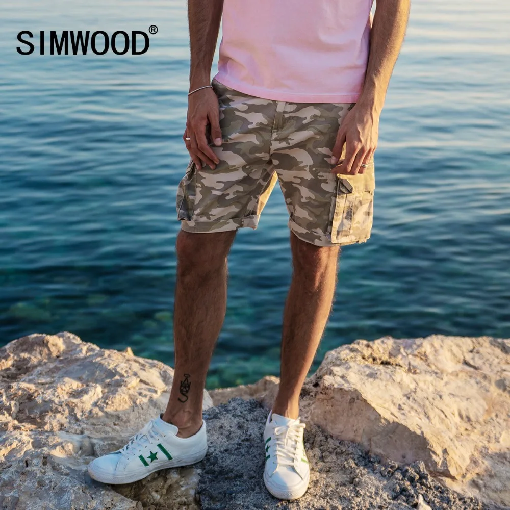 SIMWOOD 2019 Verano Nuevo Camuflaje Cargo Pantalones Cortos Hombres simwood-2019-verano-nuevo-camuflaje-cargo-pantalones-cortos-hombres