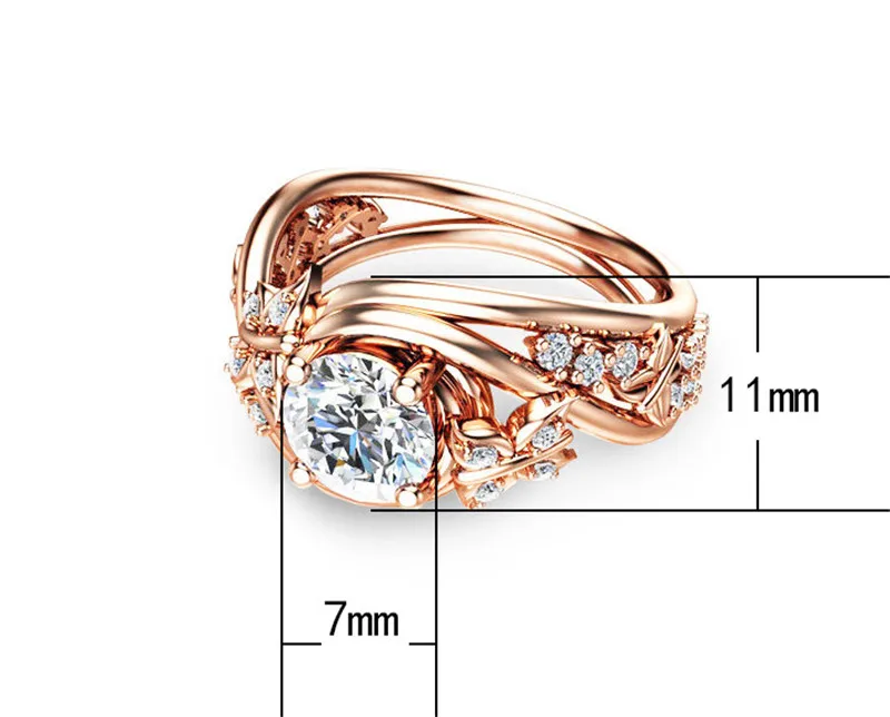 Модель года, свадебные кольца с розовым цветком и фианитом для женщин, ювелирные изделия для помолвки, розовое золото, свадебное кольцо, Прямая поставка