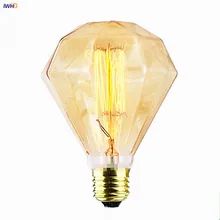 IWHD-Lámpara de ampolla de diamante, Bombilla Edison E27 de 40W, decoración Industrial, Retro, ST64 T30, Vintage