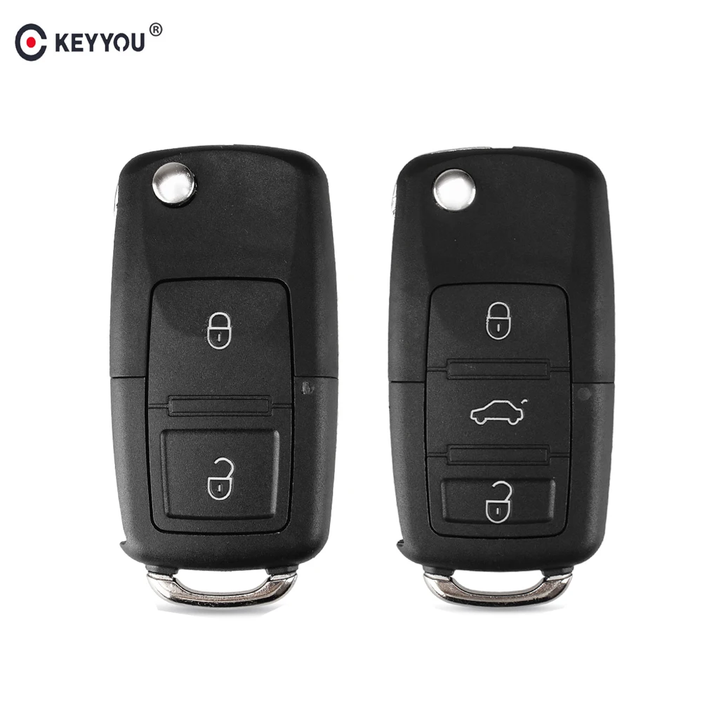 KEYYOU 2 3 Button Remote Car Key Shell Case For VW Volkswagen Bora Passat Golf Polo Jetta Touran Auto Keyless Case no Blade