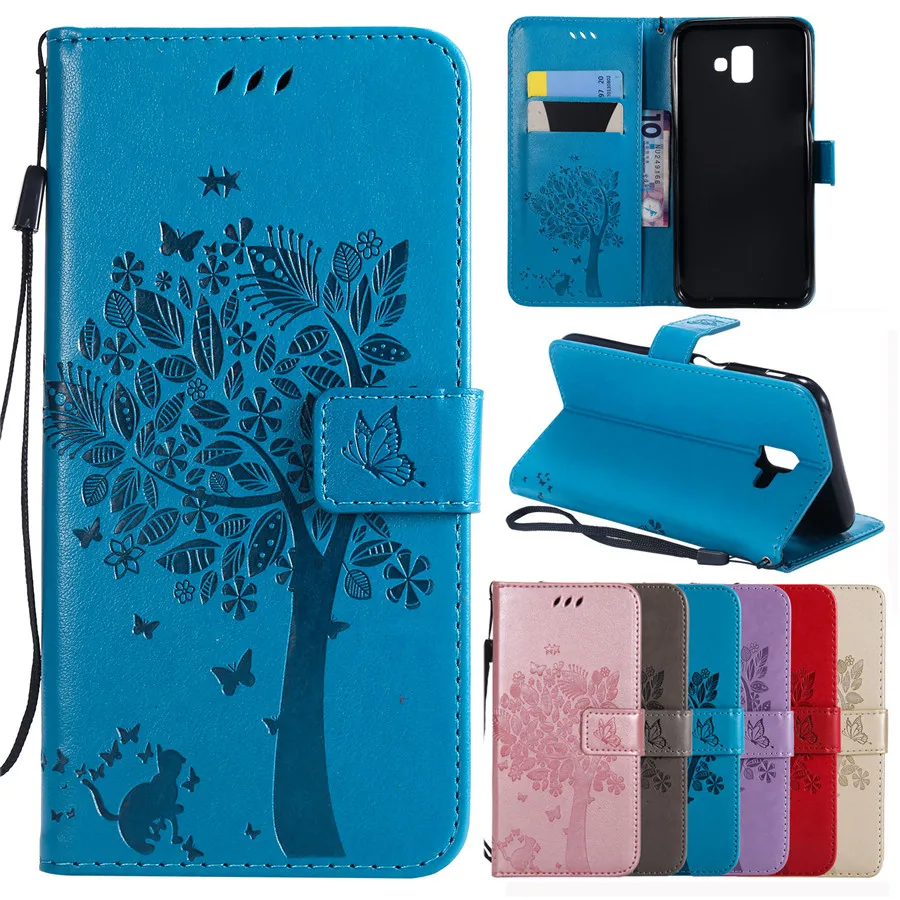 

J4 Plus Leather Case on for Pouzdro Samsung Galaxy J4 J6 Prime Cover for Samsung J6 J4 Plus 2018 A7 A8 A6 Plus 2018 Phone Case