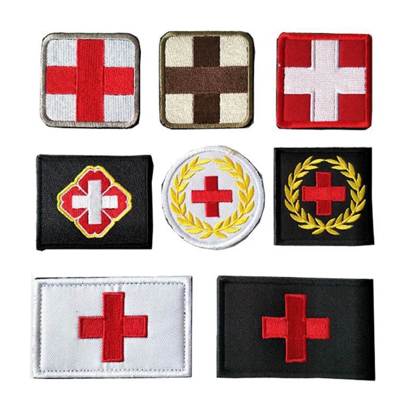 Вышивка Красный Крест ткань спецодежда медицинская Тактический Патч крюк и петли Военная эмблема боевой дух Браслет боевой значок армии
