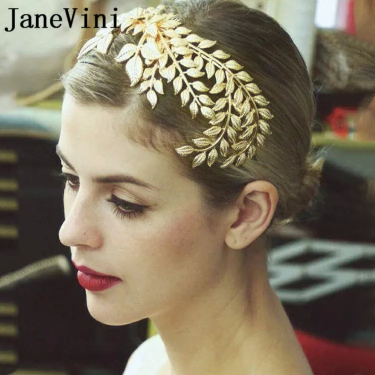 JaneVini Золотой Свадебный чародей лист повязка на голову для невесты лента для волос невесты аксессуары для волос Haaraccessoires