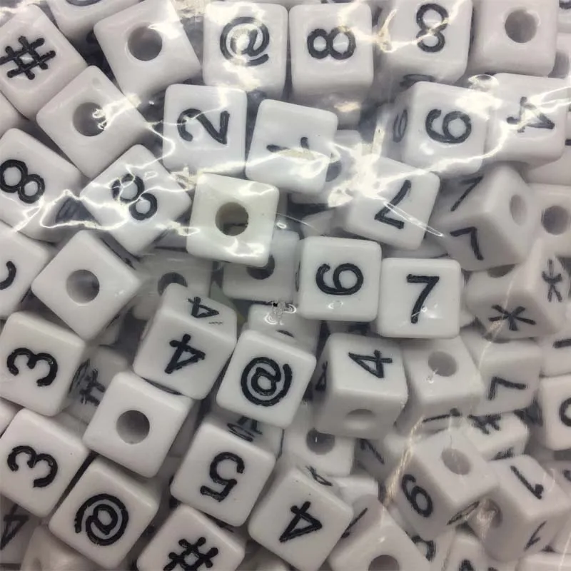 Plastic Number White 400PC Size Of 1 cm Beads Acrylic Big Children Education Handmade DIY Bracelet Bead Jewelry Make Gift | Украшения и