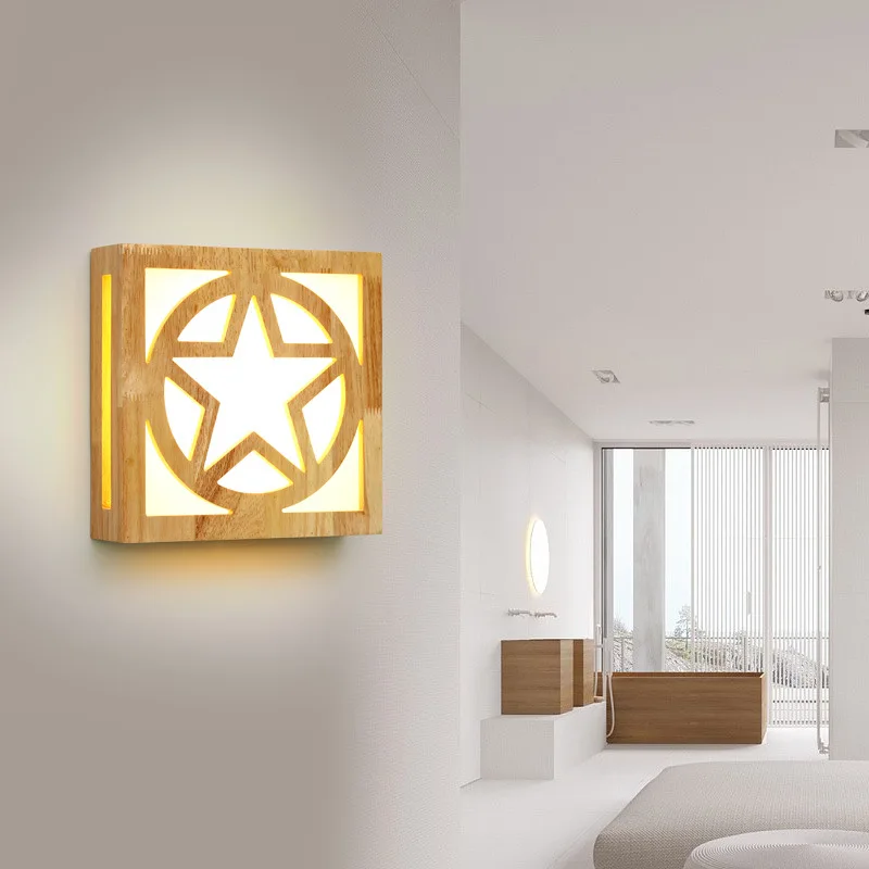 

Simple and aesthetical art wall lamp wooden living room exquisite household lamp