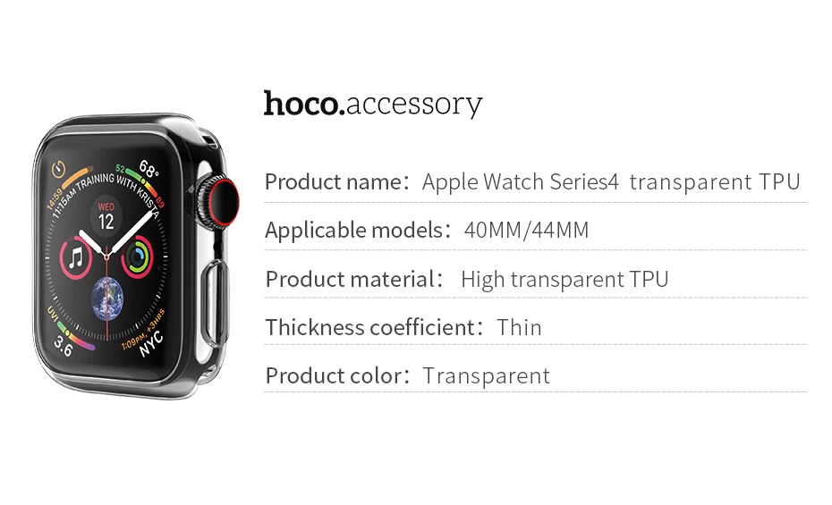 HOCO TPU оболочка для Apple Watch Series 4 44 мм 40 мм мягкий прозрачный чехол ультра тонкий прозрачный защитный чехол Защита Смарт-часы