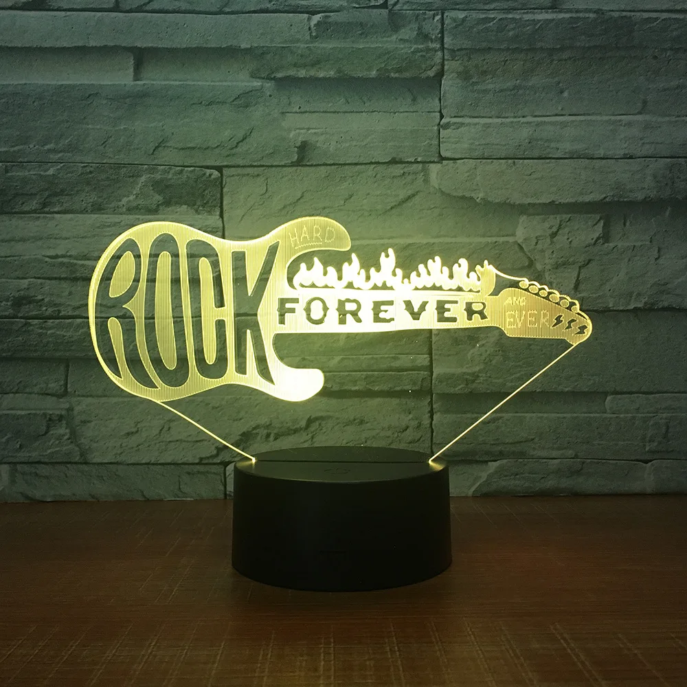 Rock Music LED Creative Night Lamp Guitar Model 3D Night Lights Kids Bedroom Cool Table Lamp for Christmas Gift