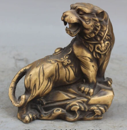 

JP S0075 16CM Marked China FengShui Bronze Wealth Money Zodiac Animals Tiger Tigre Statue