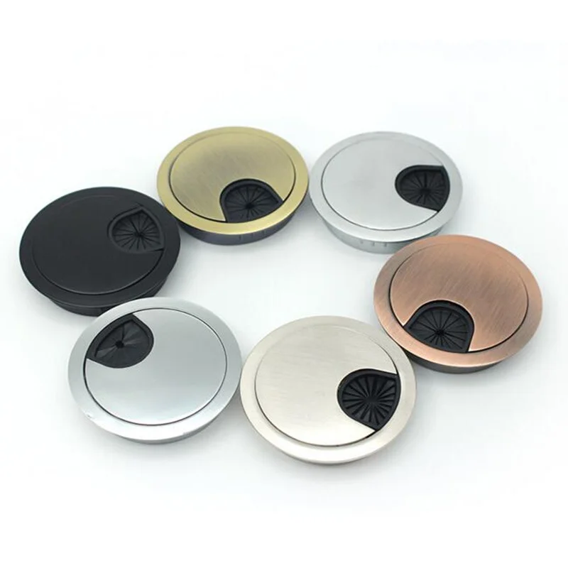 2pcs Zinc Alloy Wire Hole Cover Computer Desk Cable Grommet Hole Outlet