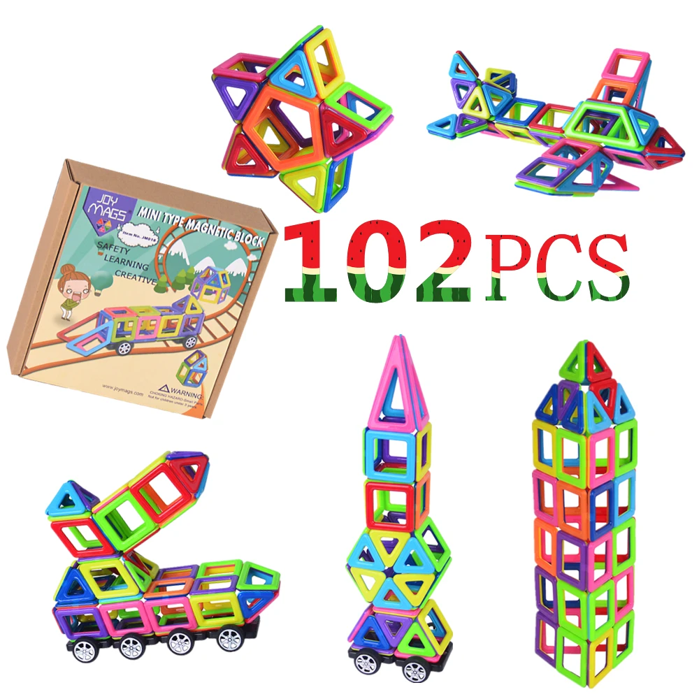 

Joy Mags Mini Magnetic Designer 42/78/102Pcs Solid True Colorful Building Blocks Construction Bricks Birthday Gift