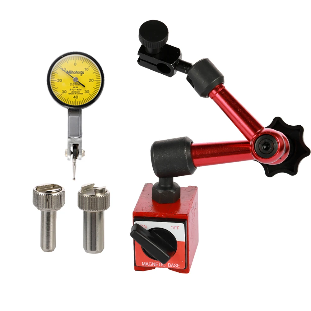 

KKMOON Metal Round Dial Indicator and Mini Flexible Magnetic Base Holder Bracket Tool Kit Dial Indicator Kit Dial Gauge