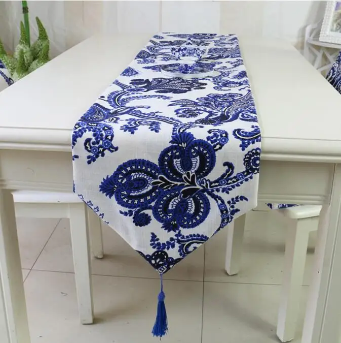 

Fyjafon Thick Table Runner Linen Blue Table Cloth Table Runner Decoration 32*160/32*180/32*200/32*220