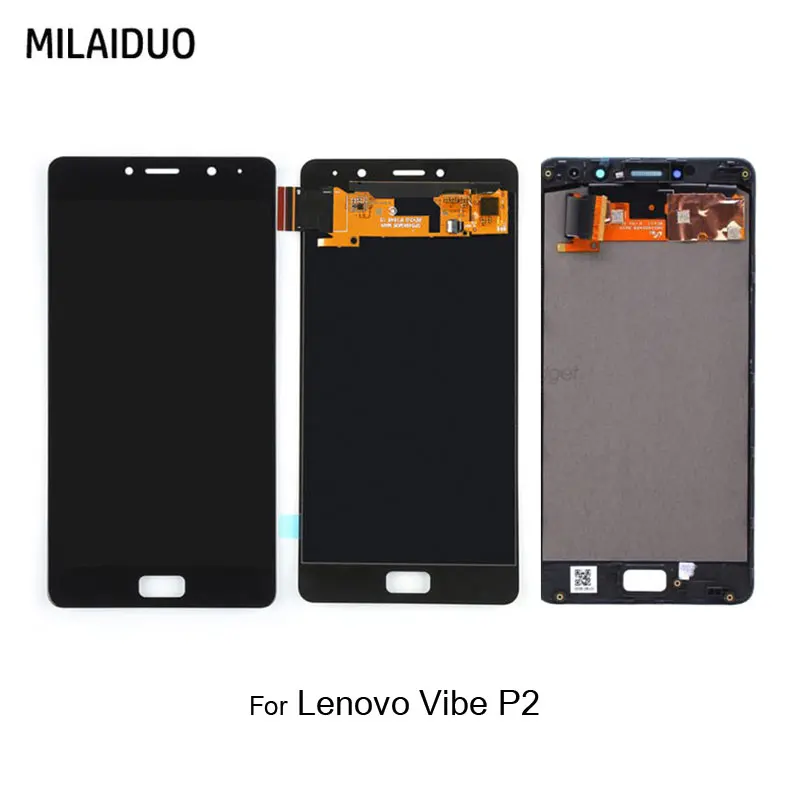 

LCD Display For Lenovo Vibe P2 P2c72 P2a42 Touch Screen Digitizer Full Assembly Replcement Black Gold No Frame 5.5
