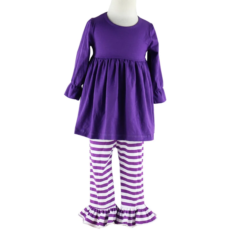 Комплект хлопковой одежды с длинными рукавами для маленьких девочек детское однотонное плиссированное платье и комплекты со штанами с оборками детская одежда комплект одежды