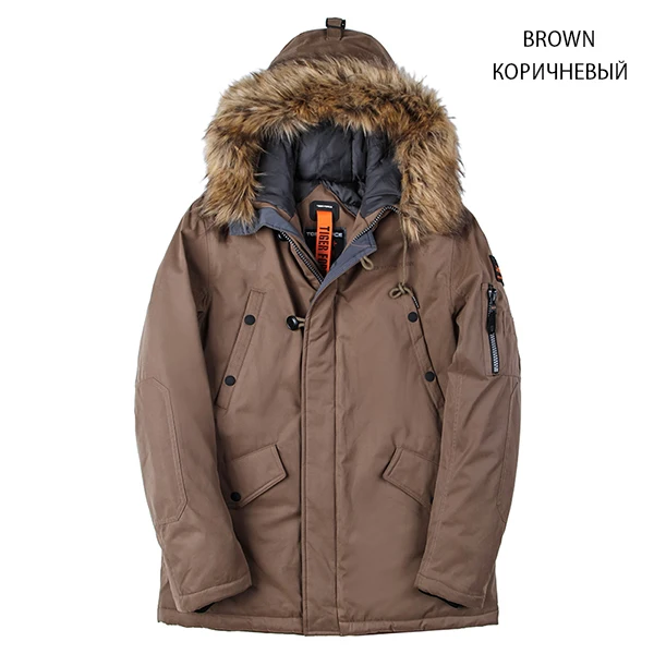 TIGER FORCE Winter Jacket Men Padded Parka Mens Cotton Coat Warm Men's