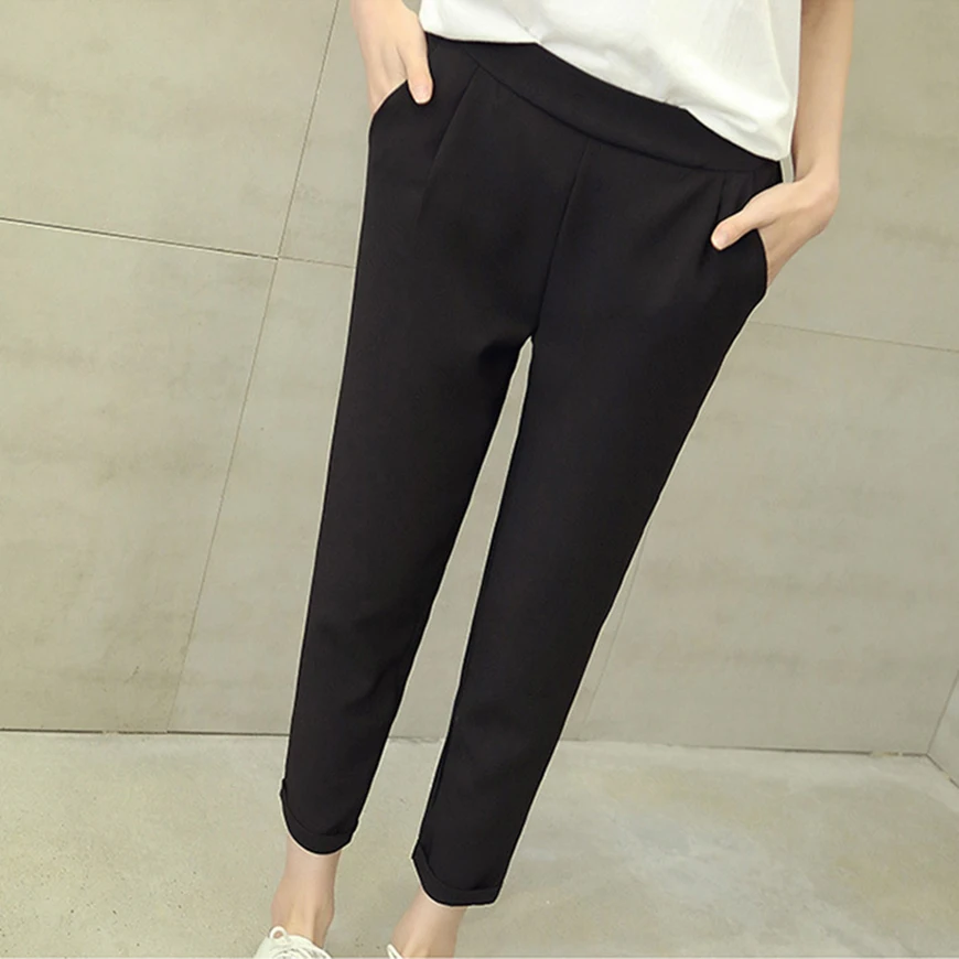 ZYFPGS 2019 Summer Hot Women's Pencil Straight Casual Pants Loose Nine Pants Black Classic Elegant Basic Sales Leader Z0710 ZYFPGS 2019 Summer Hot Women's Pencil Straight Casual Pants Loose Nine Pants Black Classic Elegant Basic Sales Leader Z0710