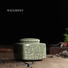 WIZAMONY, новинка, 5 цветов, высший сорт, кракле, глазурь, Longquan, Celadon, керамика, экологически чистый чай, Caddy, чайная канистра, чайная фарфоровая банка