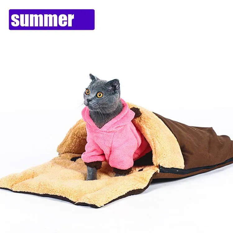 Winter washable Pet cat sleeping bag with foldable pillow Warm Soft Cat