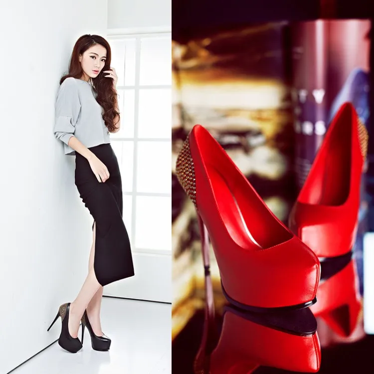 

Brand 2014 full grain leather Womens plus heels Shoes Luxury Designer genuine Leather Wedding Shoes 13cm woman pumps