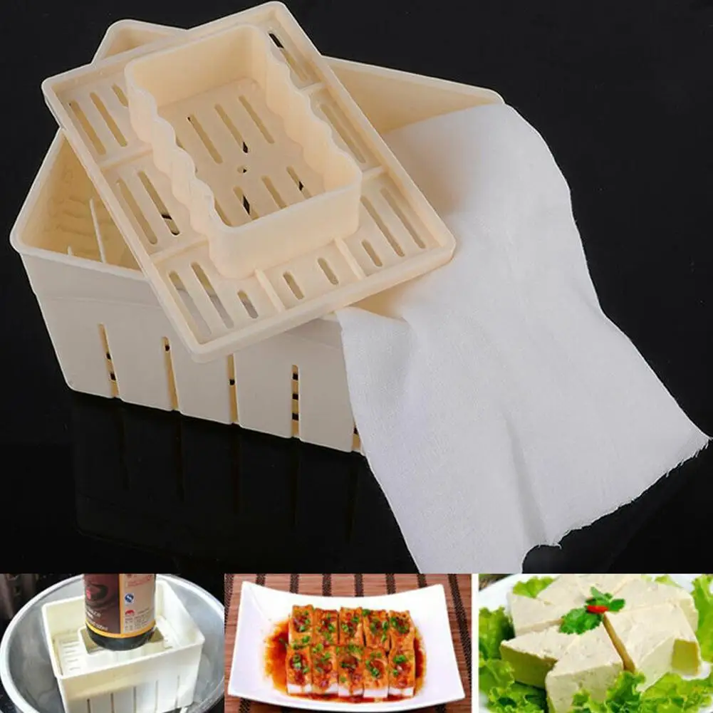 New DIY Plastic Homemade Tofu Maker Press Mold Kit Tofu Making Machine Set Soy Pressing Mould with Cheese Cloth Cuisine