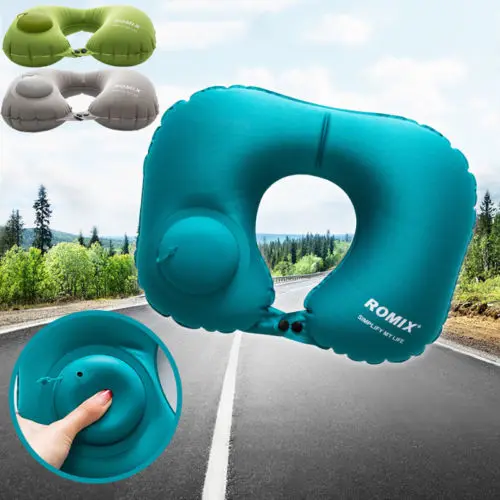 

New Portable Soft Neck Pillow Inflatable Ultralight Automatic Inflatable U-Shaped Air Pillow Travel Cushion Neck travel Need