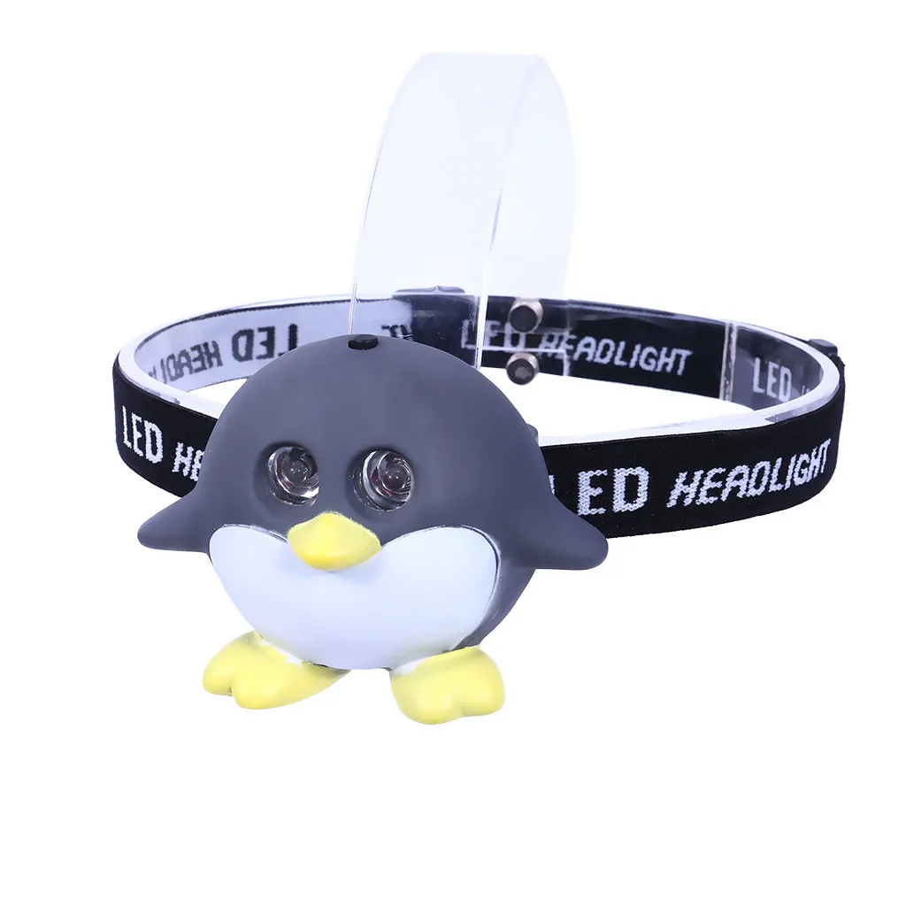 

Child's Children Kid Novelty Animal Flash LED Head Light Torch penguin cute cartoon animal image LED headlights 2 white LEDs