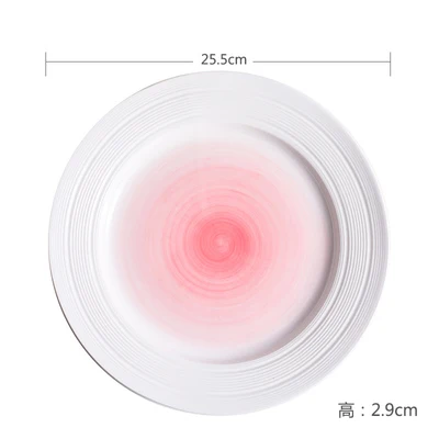 Высокое качество европейский стиль романтическая соломенная шляпа розовый синий керамические кухонные тарелки 8 дюймов тарелки - Цвет: 10inch Pink