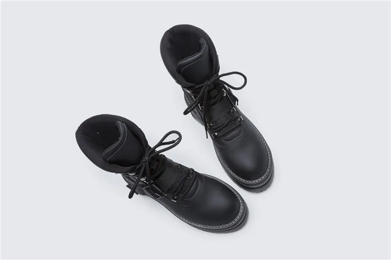 Prova Perfetto/модные черные ботинки на толстом каблуке; сезон весна-осень; обувь на платформе со шнуровкой; женские ботильоны ручной работы; ботинки на высоком каблуке