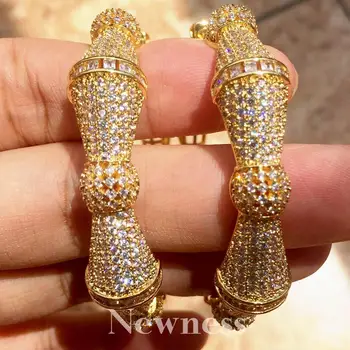 

Newness New Arrive Luxury Bamboo Shape Super Cubic Zriconia Width Saudi Arabic Dubai Inlay Jewelry Unique Fashion Earring