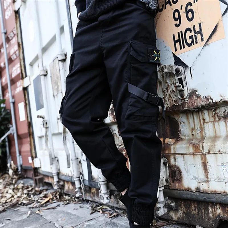 Hip Hop Ankle banded pants Mens Streetwear Black Jogger Pants Men Cargo Pant Trousers Elastic Waist Men Harem Pants