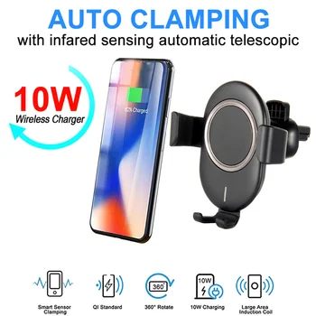 Car Charger Mount Holder Stand Wireless Automatic Clamping Fast Non-slip 360 Degree Rotation Bracket  for 4.0-6.5in Mobile Phone