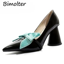 Bimolter 2019 Sexy Women Rhinestone Buttefly-knot Party Wedding Shoes Woman Genuine Leather High Heels Mary Jane Pumps Shoes NA0 fedonas new classic design women genuine leather shoes woman retro mary jane wedding party pumps female buckles prom shoes