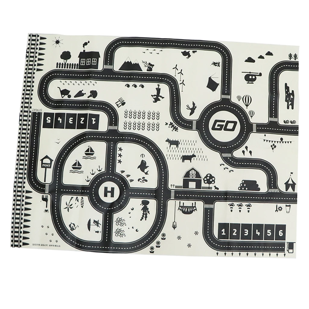 

Large City Road Traffic System Playmat Activity Play Mat Carpet Educational Toy for Playing Cars & Train Track Playroom Fun