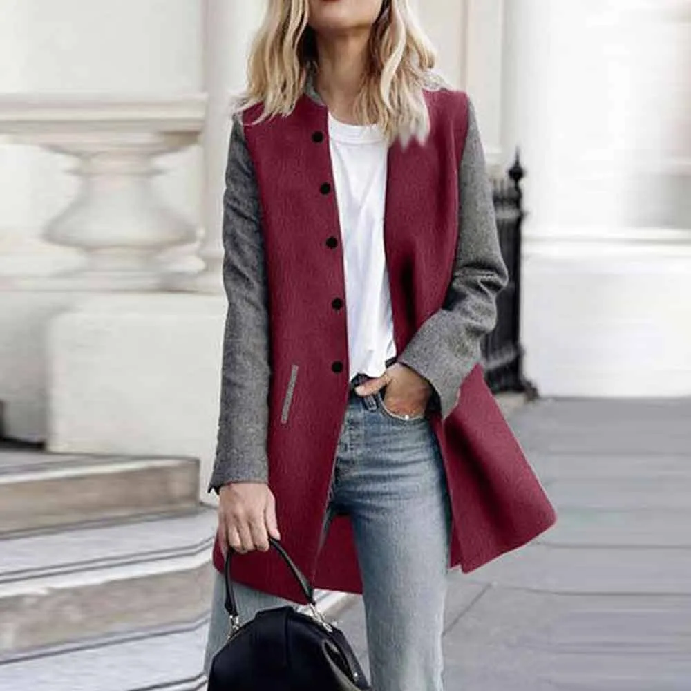 coats and jackets Womens Casual Long Sleeve Cardigan Jacket  Lady Patchwork Cashmere Coat Jumper Knitwear campera mujer  4.2