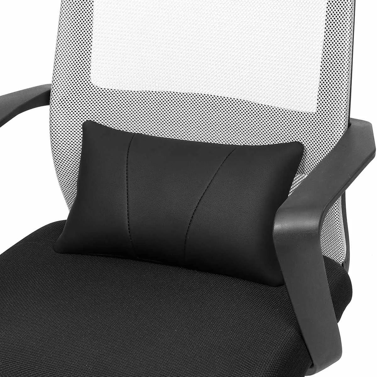 Роскошная мягкая кожаная Автомобильная подушка для шеи на заднее сиденье, поясничная поддержка, массажер, поясная подушка, подушка для стула, сиденье, облегчение боли - Название цвета: Black Lumbar