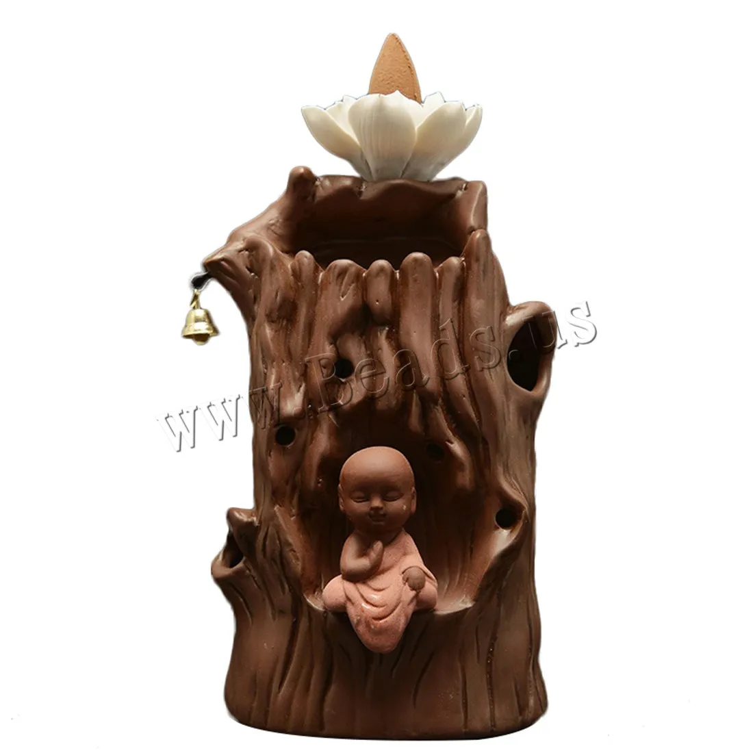 The Little Monk Crescent Ceramic Backflow Incense Burner Lotus Flower Smoke Waterfall Incense Holder Use In Home Office Teahouse