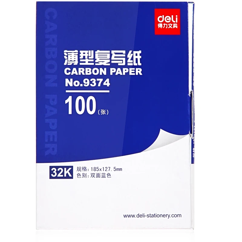 

1 Pack 100 Sheets Blue Color Carbon Paper Include 3 Red Ones 32k 127.5x185mm Accounting Supplies Deli 9374
