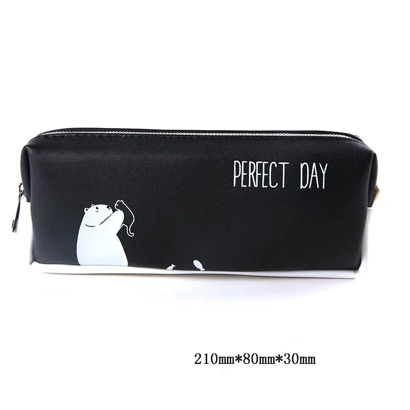 Корейский чехол для карандашей для мальчиков и девочек, сумка для карандашей, школьные принадлежности, черный, белый цвет, Зебра, кошка, рыба, кожзам, простой милый чехол для карандашей - Цвет: 6