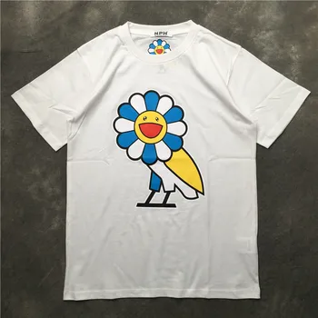 

New Novelty 2019 Men Smiley sun flower T Shirts T-Shirt Hip Hop Skateboard Street Cotton T-Shirts Tee Top kenye S-XXL #K13