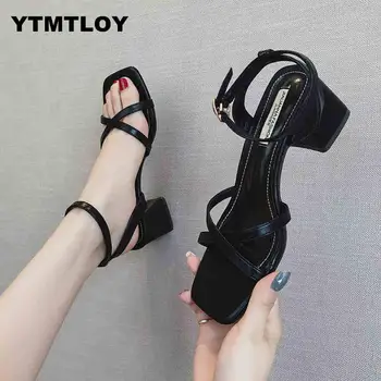 

2019 Ankle Strap Women Sandals Shoes Block Heels Womenparty Sandalias Sexy Classic Ladies High Heels Summer Sandals Gladiator